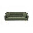 thumbnail image 2 of The 71.7 - inch Green Teddy Fleece Sofa Bed, Seating 3, Soft Fabric Upholstery, Easy Assembly, 2 of 9