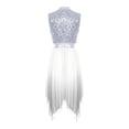thumbnail image 4 of Kvysinly Women Liturgical Praise Dance Dress Sequin Sleeveless Worship Overlay Tunic Lyrical Dancewear Silver L, 4 of 5