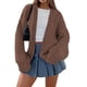 thumbnail image 1 of Suéter PRETTYGARDEN Cardigan de Punto Grueso de Manga Larga Café M, 1 of 8