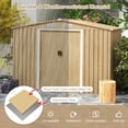 thumbnail image 6 of Resenkos Weather Resistant Galvanized Steel Shed with Tilted Roof for Backyard Garden Patio Lawn-Natural, 6 of 9
