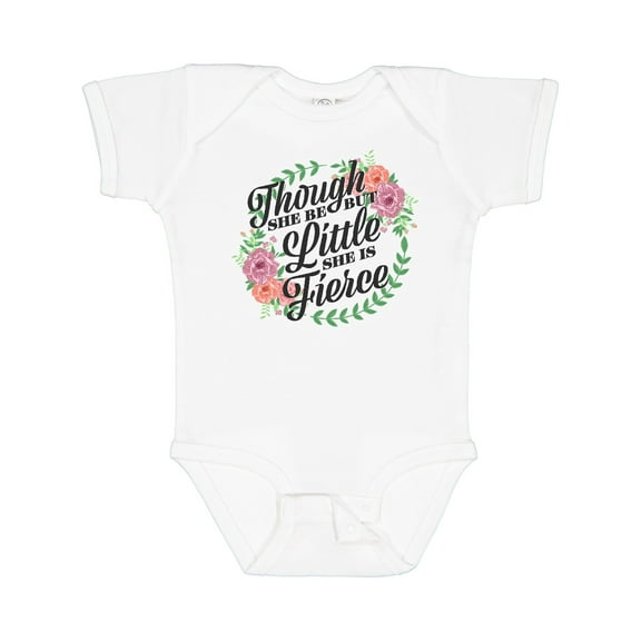 Inktastic Though She Be but Little She is Fierce with Flower Circle Illustration Girls Baby Bodysuit