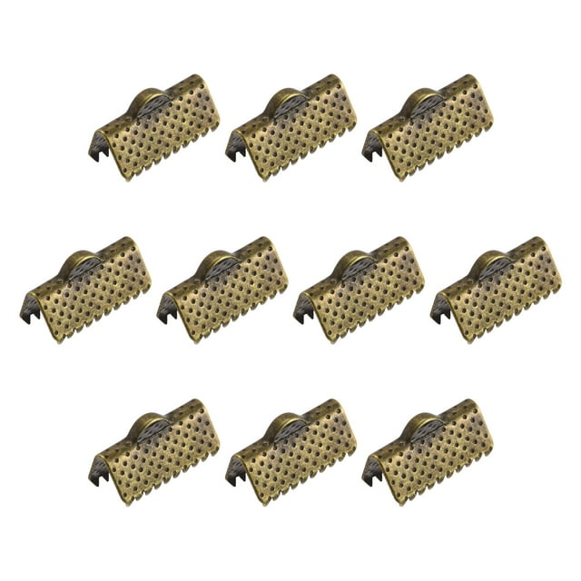 100uds Cinta Engarce Abrazadera Extremos, 13mm Marcador Pellizco Cable Extremo Cierres para Bricolaje Artesanía Fabricación, Bronce Tono