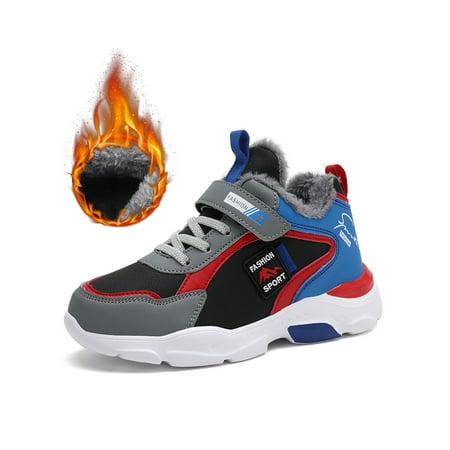 

Ymiytan Kids Warm Shoe Casual Athletic Shoes Sport Sneakers School Trainers Breathable Comfort Black Red 5.5Y