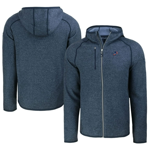 Men's Cutter & Buck Heather Navy Detroit Lions Americana Mainsail Full-Zip Hooded Jacket