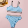 thumbnail image 2 of Traje de baño dividido azul para piscina y aguas termales, elástico, talla L, conjunto de bikini de cintura alta, 2 of 6