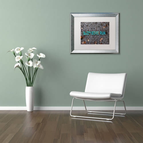 Trademark Fine Art 'The Triathlete II' Canvas Art by Nicole Dietz, White Matte, Silver Frame