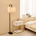 thumbnail image 4 of 60" Matte Black Floor Lamp with White Fabric Shade, 4 of 11