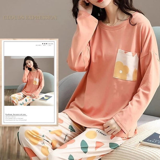 Pijamas de poliéster con lunares para mujer, ropa de dormir de manga larga, conjuntos de ropa para el hogar, ropa de dormir informal de dibujos animados, talla 5XL, primavera y otoño
