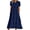 Navy Blue, variant on Women's Blue Eyelet Lace Short Sleeve Midi Dress with Ruffle Hem Floral Cotton and Pocket