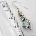 thumbnail image 3 of SilverStarJewel 925 Solid Silver Genuine Faceted Blue Topaz Amazing Traditional Earrings 1.5", 3 of 3