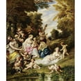 thumbnail image 2 of Narcisse-Virgile Diaz de La Peña 12x14 Black Ornate Wood Framed Double Matted Museum Art Print Titled: The Feast of Love (1853), 2 of 5