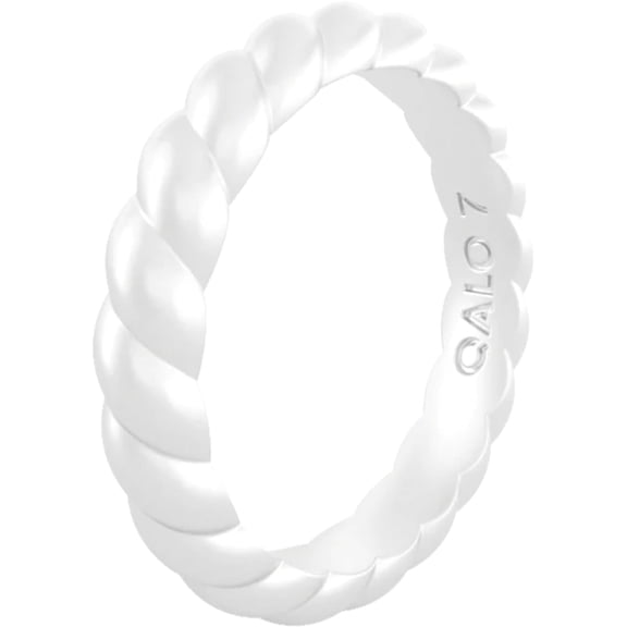 QALO Women's Pearl Twist Stackable Silicone Ring – Durable Wedding Bands with Flexible Comfortable Fit – Skin-Friendly and Lightweight Design – Size 05