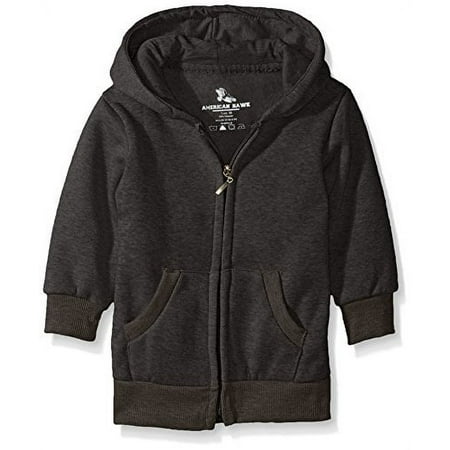 American Hawk Little Boys' Fleece Zip Front Hoodie, Charcoal, 5/6