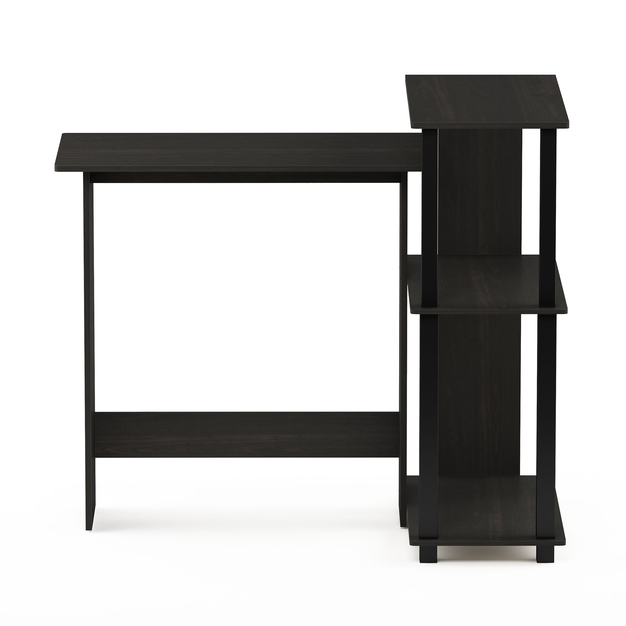 Furinno Abbott Corner Computer Desk With Bookshelf Espresso Black