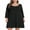 Black, variant on Casual Plus Size Dresses 3/4 Sleeve Loose Fits Dress Crew Neck Flowy Swing with Pockets Coffee_1X