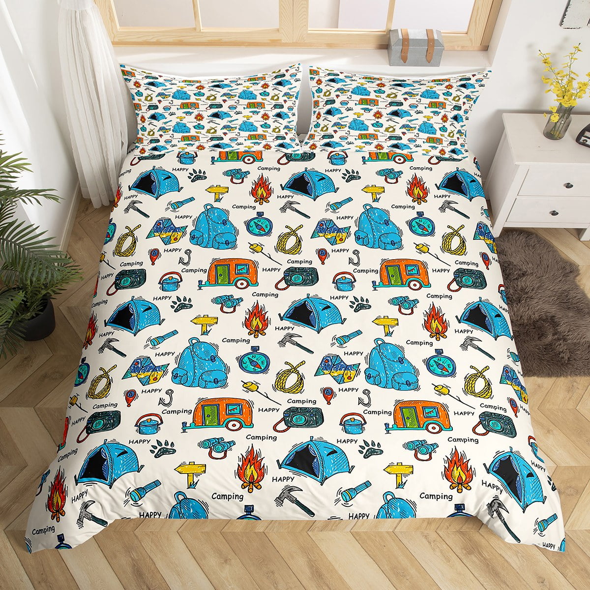 Camper Bedding Set Camp Travel Car Comforter Cover Camping Bag Camping