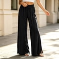 thumbnail image 6 of BRELIL Women's Wide Leg Elastic Waist Pants with Pockets Casual Loose Lounge Pants Solid Long Trousers Vacation Travel Outfits, Black 2XL, 6 of 6