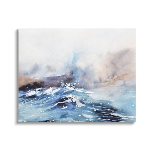 Abstract Crashing Ocean Waves Coastal Painting Gallery Wrapped Canvas Print Wall Art