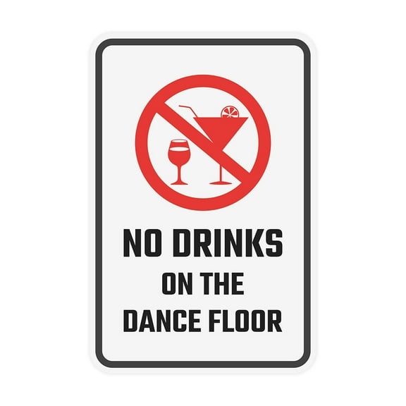 Portrait Round Plus No Drinks On the Dance Floor Wall or Door Sign | Food & Drink Restrictions - Small