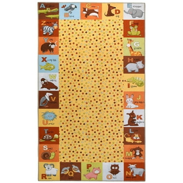 Home Decorative Indoor Accent Rug Alphabet Animals - 3' X 5'