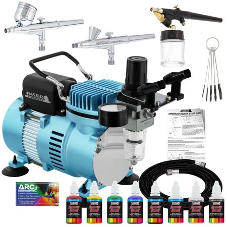 Master Airbrush Professional 3 Airbrush System with Cool Runner Dual Fan Compressor, 6