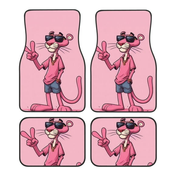 Pink Panther Car Floor Mats Carpet 4 Piece Set Protection Auto Foot Carpet Universal Fit For Suv, Vans, Sedans, Trucks