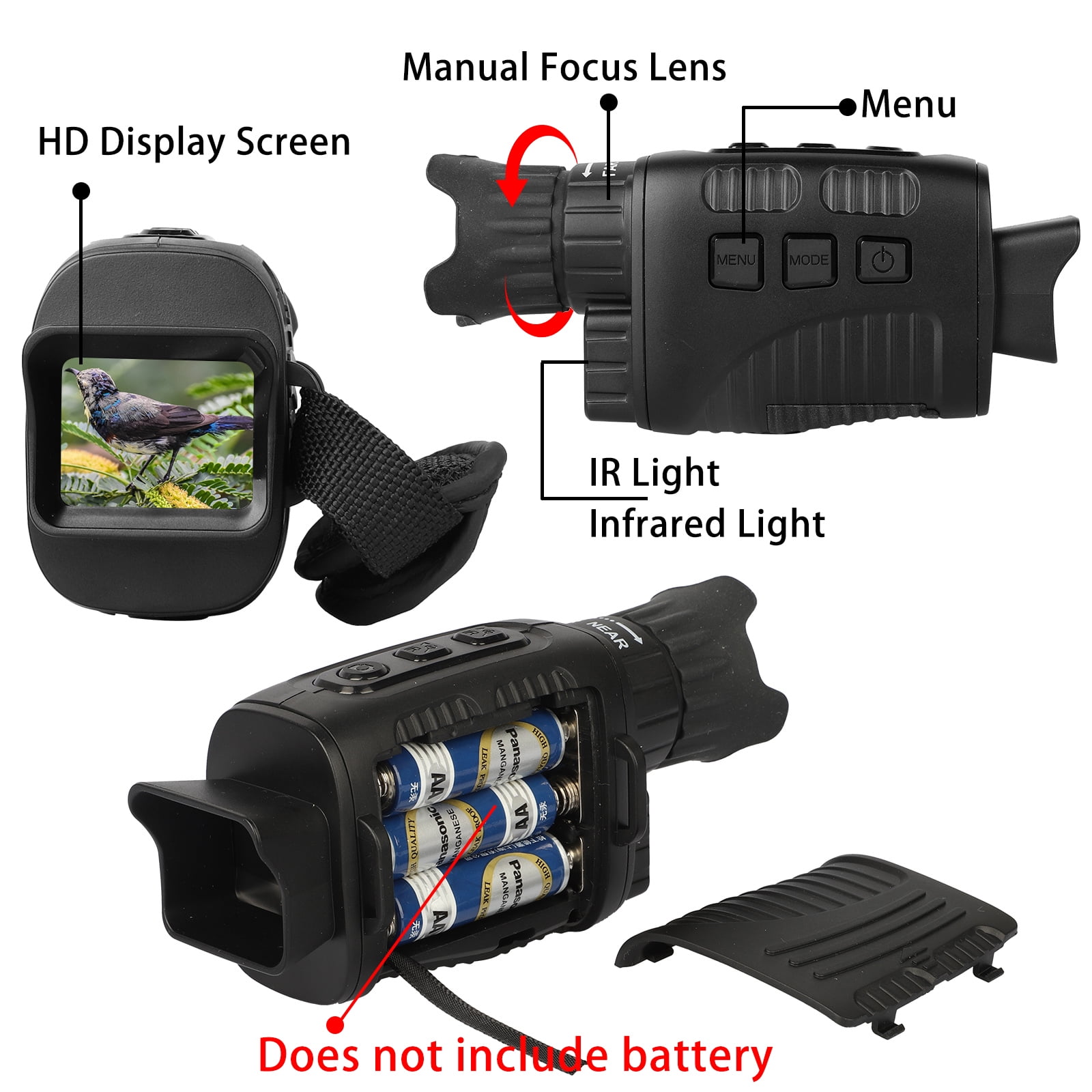 Monocular digital de visión nocturna con iluminador infrarrojo y grabación  de video, 984 pies de larga distancia, gafas de visión nocturna 1080P