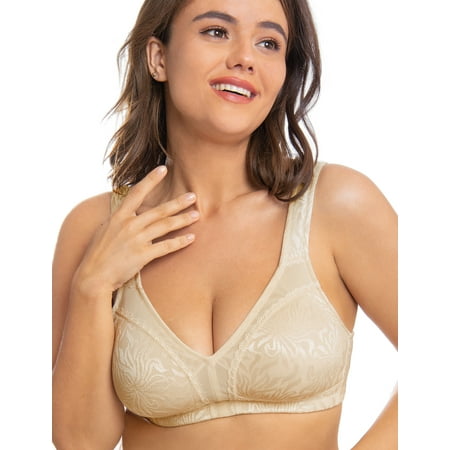 Wingslove Women s Full Coverage Plus Size Bra Non Padded Wireless Minimizer Bra  Nude 36D