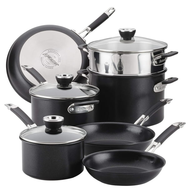 Juego de utensilios de cocina Anolon SmartStack, anodizado duro, 10 piezas, negro