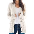 thumbnail image 2 of Cardigan Sweaters for Women Womens Long Sleeve Cable Knit Cardigan Sweaters Open Front Solid Fall Outwear with Pockets, 2 of 7