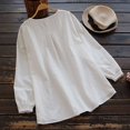 thumbnail image 4 of CHOK Hauts pour Femmes Liquidation Mode Été Décontractée Ample Lin Manches Longues Col Rond Blouse en Liquidation, 4 of 5