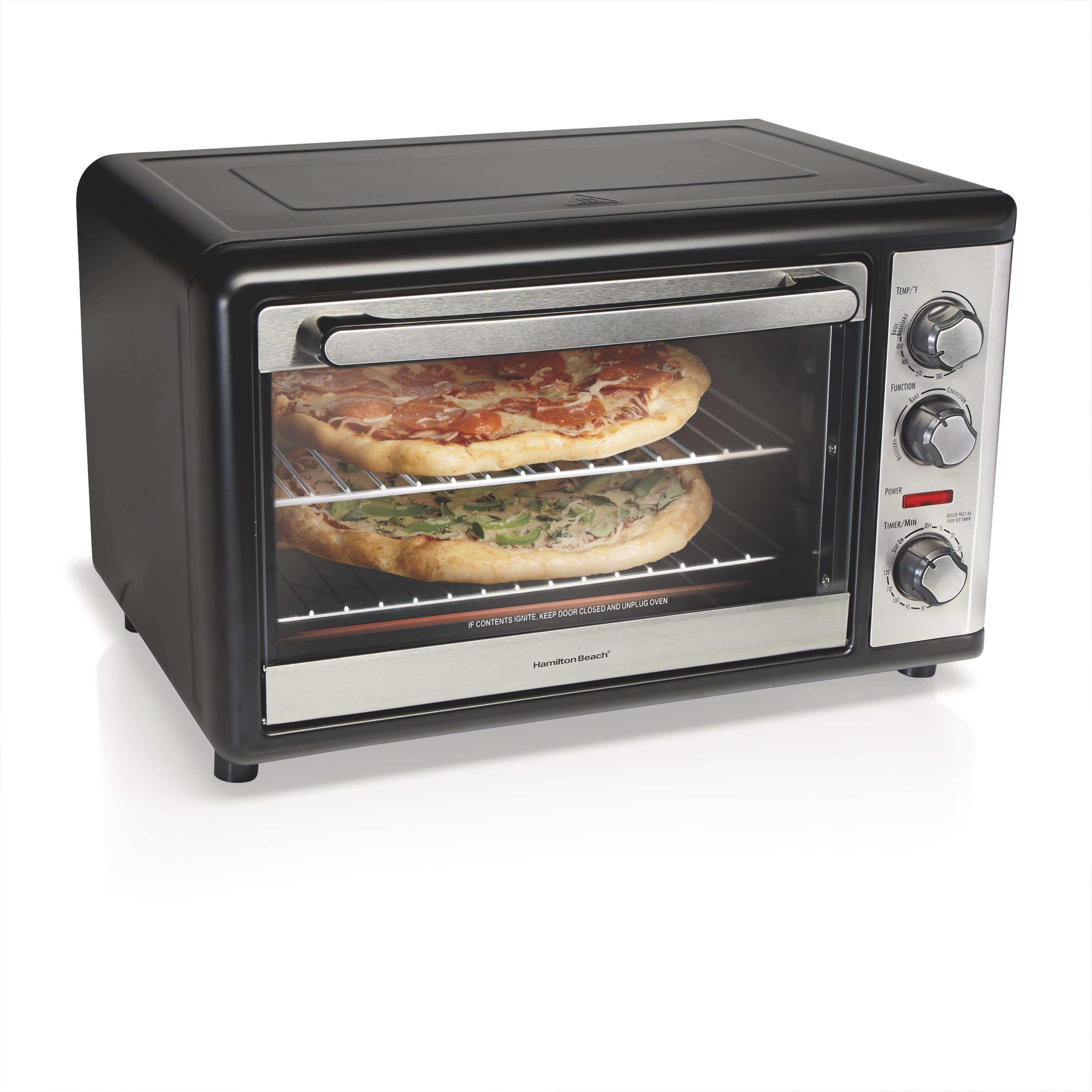 Elite Pro 23-Liter Toaster Oven with Rotisserie & Grill/Griddle Top with Lid 