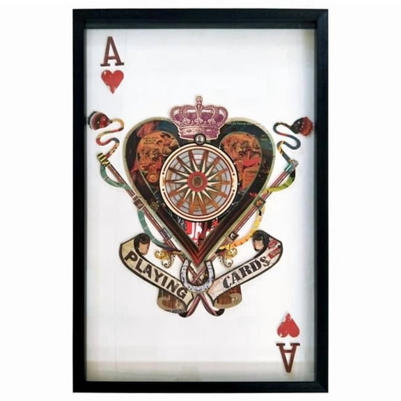 Yosemite Home Decor "Ace of Hearts" Glass Framed Canvas Wall Art in Multi-Color