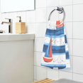 thumbnail image 3 of Yayeee 2 Pack Hand Towels for Bathroom 100% Cotton 16" x 28" Soft Absorbent Kitchen Towel, Blue Sailboats, 3 of 7