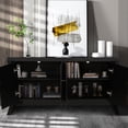 thumbnail image 2 of 4-Door Storage Credenza | Hold Books & More in Modern Interiors | Sturdy MDF & Retro Wood Legs | Add Industrial Accent to Space, 2 of 3