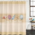 thumbnail image 2 of Yellow Summer Coastal Shower Curtain, Waterproof Shower Curtains for Bathroom, Modern Ocean Waves Starfish Shell Washable Fabric Bathtub Curtain Set Bath Decor with 12 Hooks 72"x78", 2 of 8