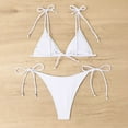 thumbnail image 5 of Womens Swimsuits Solid Color Lace Up Spaghetti Strap Brassiere With Thongs Sexy Brazilian Two Piece Bikini Sets For Women Swimwears Holiday Wear,White,S, 5 of 8