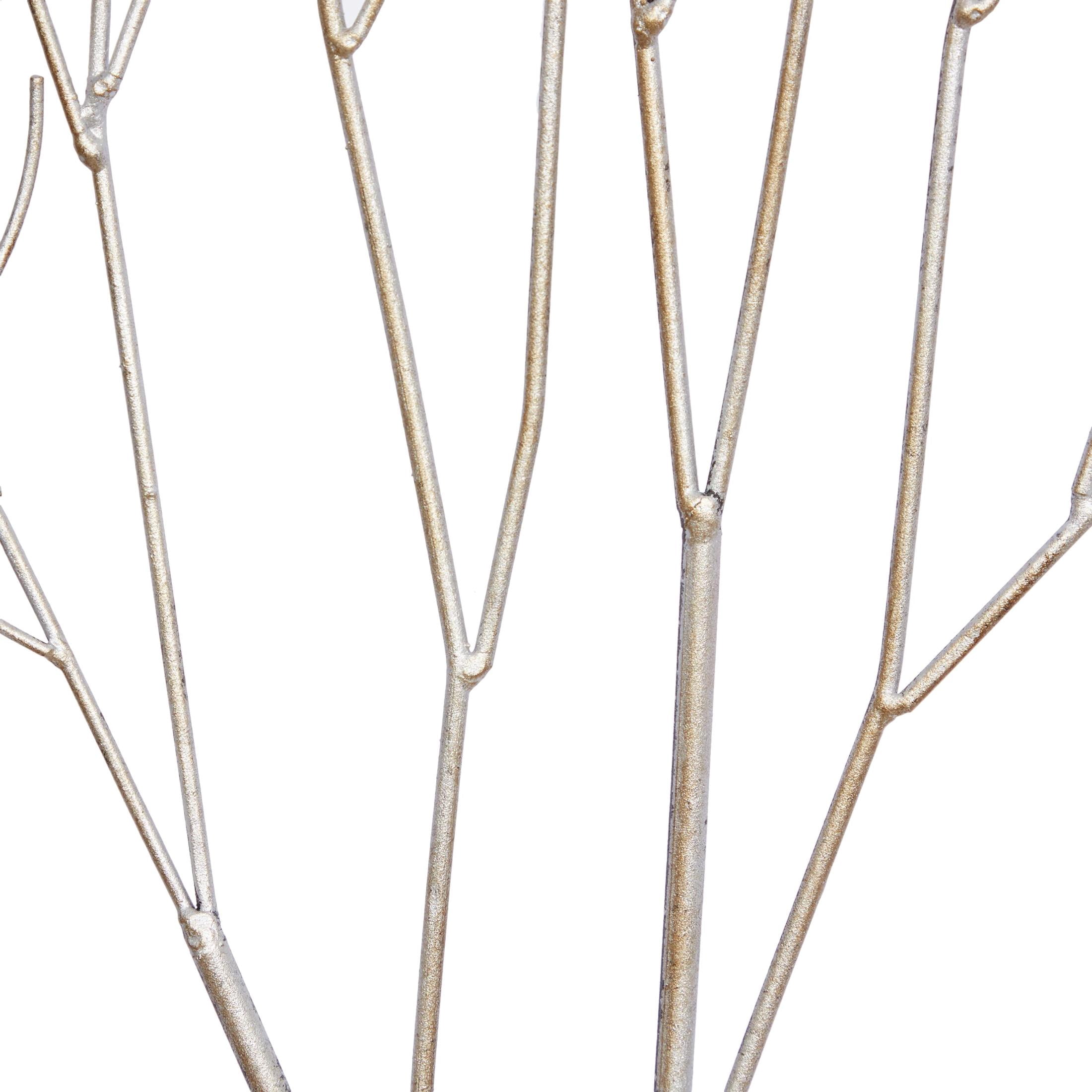 DecMode Black Metal Branch Tree Wall Decor with Metallic Copper, Silver, and Gold (3 Count)