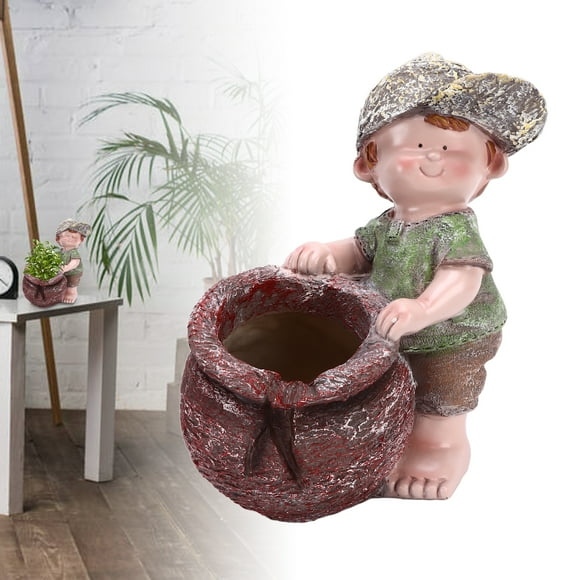 Plant Pot, Textured Exquisite Vivid Real Simulation Design Flower Pot Ornament for Garden Lawn for Desk Decoration