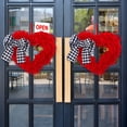 thumbnail image 6 of XIBUFE Happy Valentine's Day Door Wreath,Buffalo Plaid Bows Farmhouse Home Hanger,Romantic Heart Welcome Sign for Porch Farmhouse Valentine Front Door Outdoor Home Decor, 6 of 7