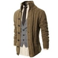 thumbnail image 1 of H2H MENS HIGH NECK TWISTED KNIT CARDIGAN SWEATER WITH BUTTON DETAILS BEIGE US S/ASIA M (KMOCAL020), 1 of 6