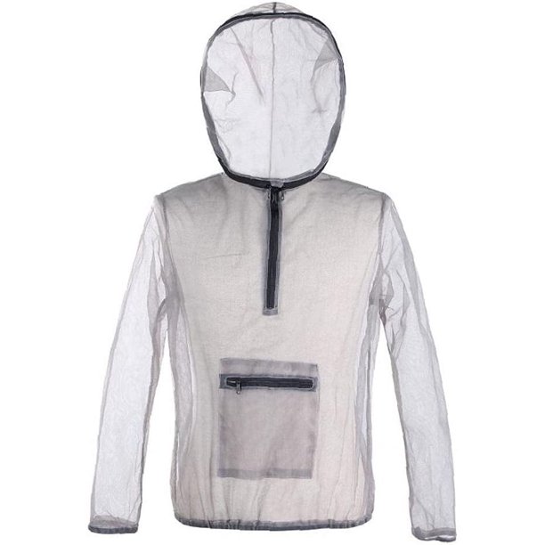 Repelente de mosquitos de verano Cubierta de red de insectos ligera Pesca Camping Ropa con capucha Chaqueta repelente de insectos transpirable Al aire libre con capucha Anti-abejas y anti-mosquitos Gr