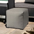 thumbnail image 5 of 17" Taupe Cube Geometric Indoor Outdoor Pouf Cover, 5 of 5