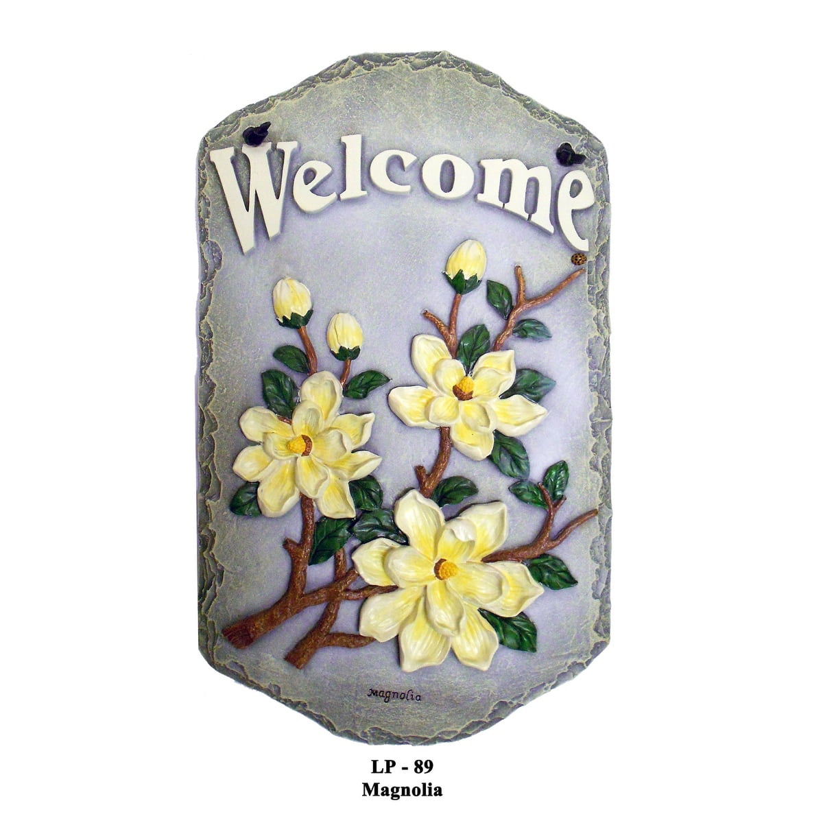 Children's picture wall relief on slate natural stone handmade with flowers decoration