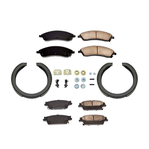 Front Rear Brake Pads Brake Shoes Springs Kit for Cadillac SRX 04-09