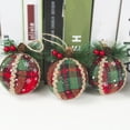 thumbnail image 3 of 6 Pieces Christmas Hanging Plaid Ball Ornaments Knitted Handmade Xmas Trees Christmas Tree Hanging Ball Ornaments Festive Decorations, 3 of 9