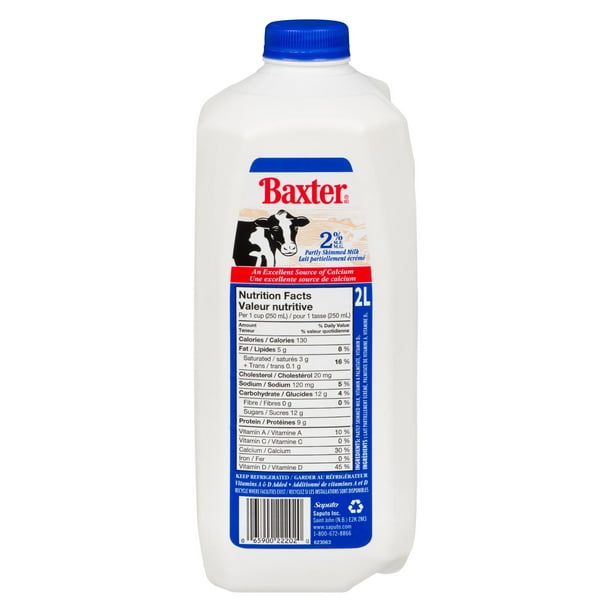 Baxter 2% M.G. Lait, cruche 2L 2 L