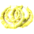 thumbnail image 3 of Neon Yellow Bamboo Double Hoop Earrings Hoop Earrings 3.5 inch Large, 3 of 3