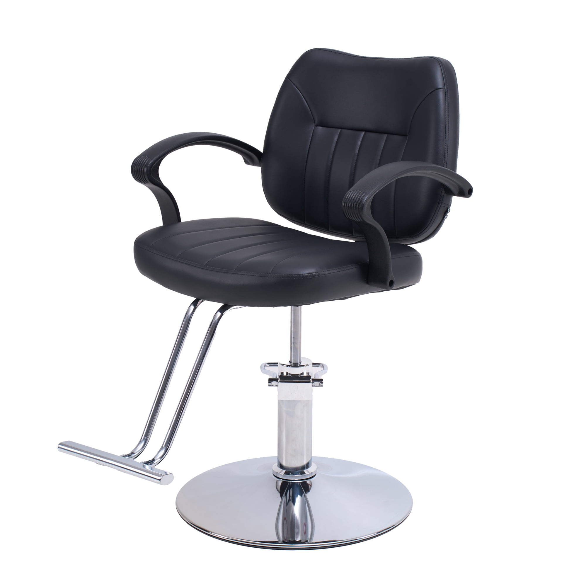 Hydraulic Barber Styling Chair with 360-Degree Swivel and Chrome Base, Heavy-Duty Beauty Salon Chair with PU Leather Upholstery, Black