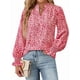 thumbnail image 2 of Blusa de Estilo Bohemio con Cuello en V y Mangas Largas, Estilo Floral, Informal, Holgada, de Verano, con Mangas Abullonadas para Mujer. Rojo M, 2 of 6